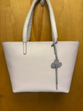 kate spade kelsey peony blush Leather Tote with Flower Charm.